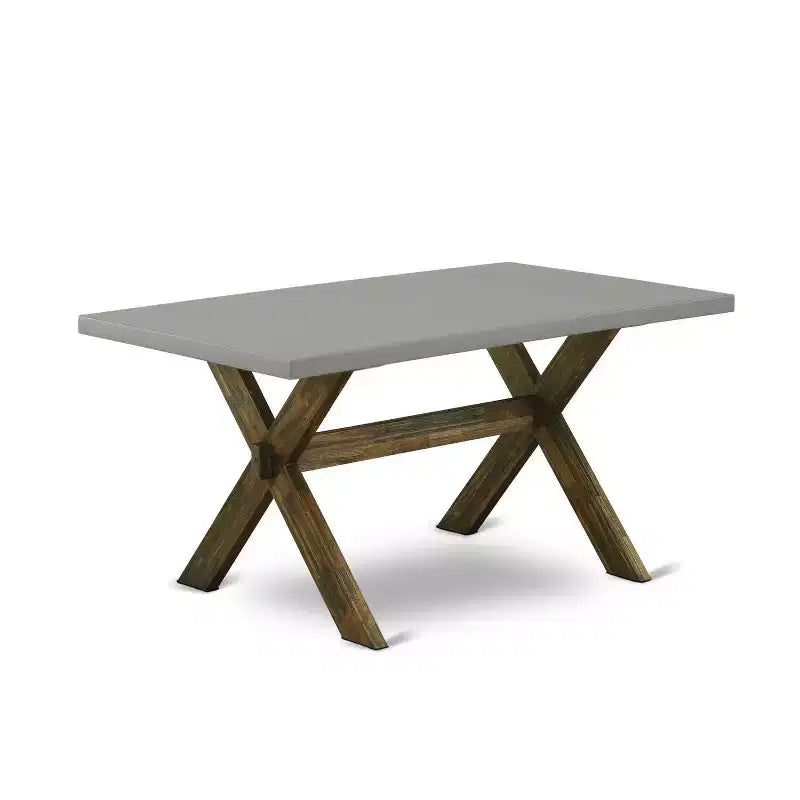 HomeStock 5-teiliges Esszimmerset mit Tischplatte aus Massivholz in Antik-Jakobean-Optik und 4 Polsterstühlen