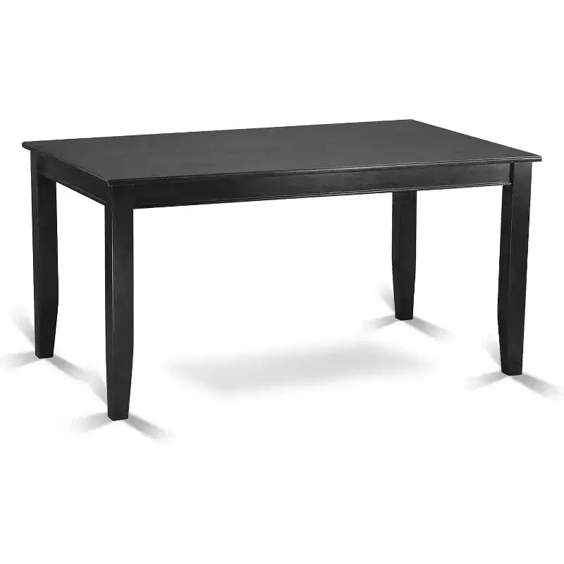 HomeStock 5-teiliges Esszimmer-Set, rechteckig, schwarzes Finish, Massivholzplatte, mit 4 Stühlen mit Lattenrückenlehne