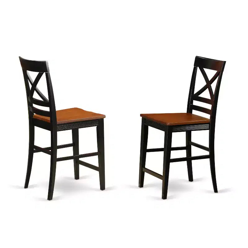 Set mit Thekenhöhe – 5-teiliges Tisch- & Stuhlset – Moderne Esszimmermöbel – Finish in Schwarzkirsche