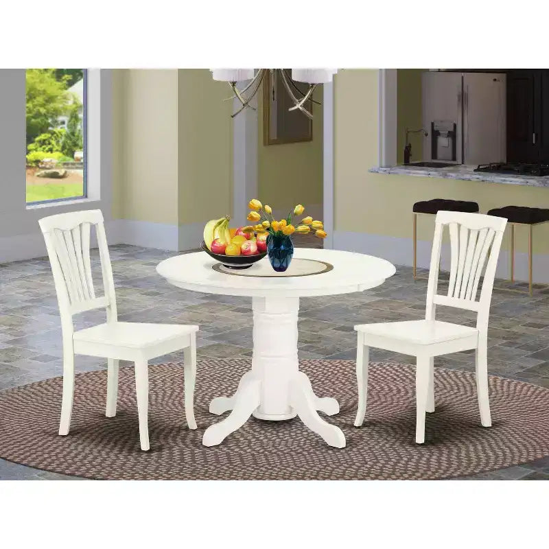 Retro Essgruppe rund 3-tlg. - 107 cm Tisch & 2 Stühle - Möbel im Renaissance-Stil