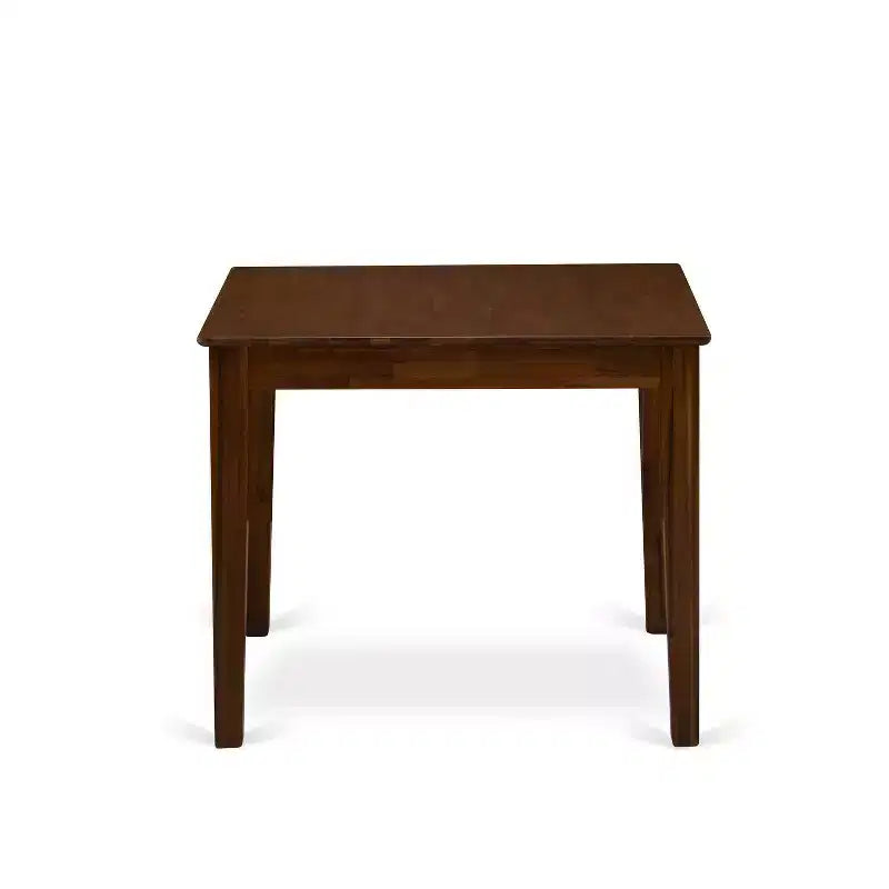 5-teiliges Esszimmer-Set mit Tischplatte aus massivem Holz in antikem Walnuss-Finish und quadratischen Polsterstühlen – für 4 Personen