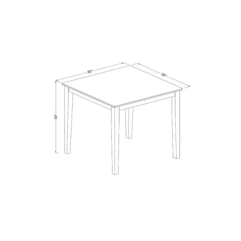 5-teiliges Esszimmer-Set mit Tischplatte aus massivem Holz in antikem Walnuss-Finish und quadratischen Polsterstühlen – für 4 Personen