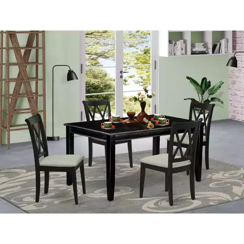 Südwestliches Essgruppen-Set – 5-teiliges Tisch- & Stuhlset – Schwarzes Finish – Küchen-Essgruppe