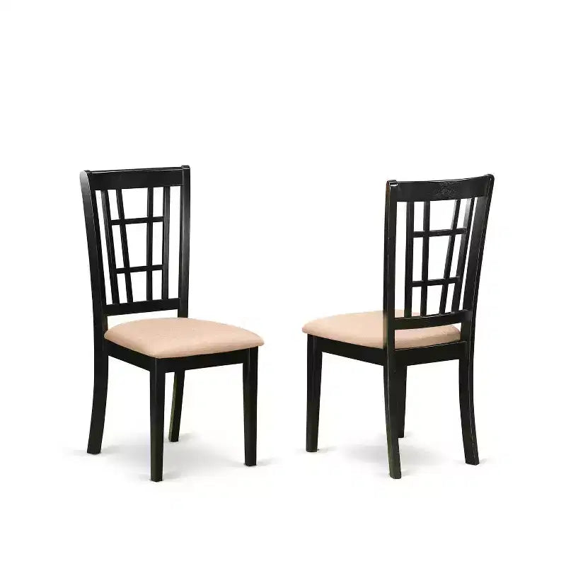 HomeStock 5-teiliges Esszimmerset mit rechteckigem Tisch in Schwarz mit Massivholzplatte und 4 Stühlen
