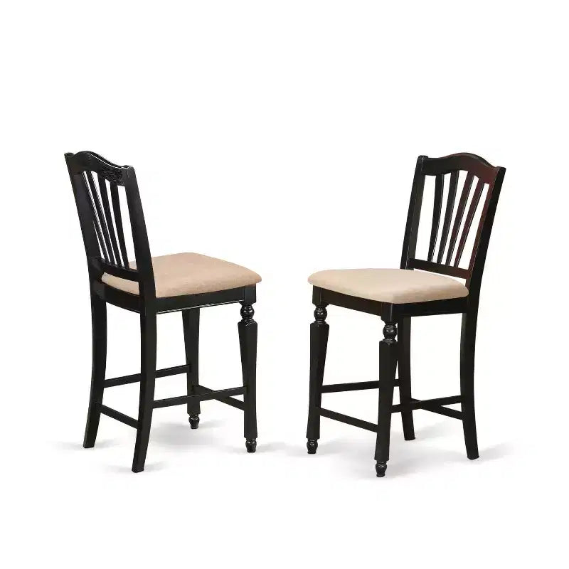 Essgruppe in Thekenhöhe – 3-teiliges Pub-Tisch- & Stuhl-Set – Küchenset – 91x91 cm – Ausführung in Schwarzkirsche