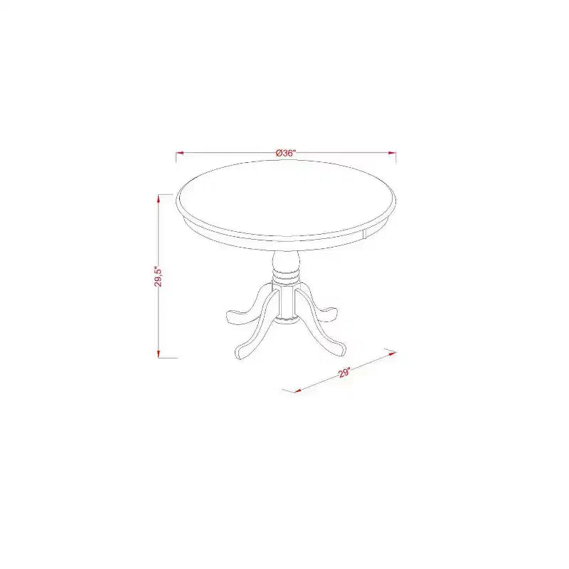 3-teiliges Esszimmer-Set, weißes Leinen-Finish, Massivholztischplatte – runder Tisch mit Knopfheftung – für 4 Personen