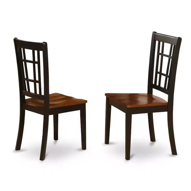 5-teiliges Esszimmer-Set, rechteckig, Tischplatte aus Massivholz in Schwarz und Kirschbaumfarben (4 Sitzplätze)
