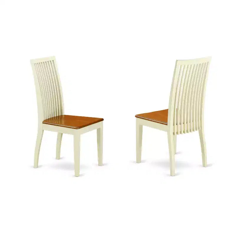 5-teiliges Esszimmer-Set – Küchentisch & 4 Stühle – runder Säulentisch – Oberfläche in Buttermilch-Kirschholz