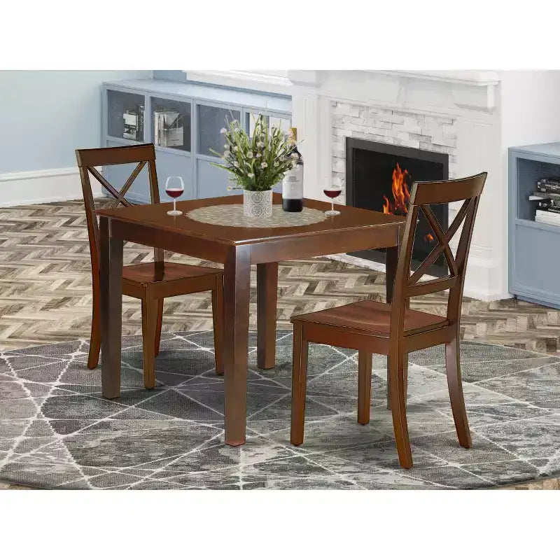 Mittelalterliches Esszimmer-Set, 3-tlg. quadratischer Tisch & Stühle – 36-Zoll-Holztisch-Set für klassische Wohneinrichtung