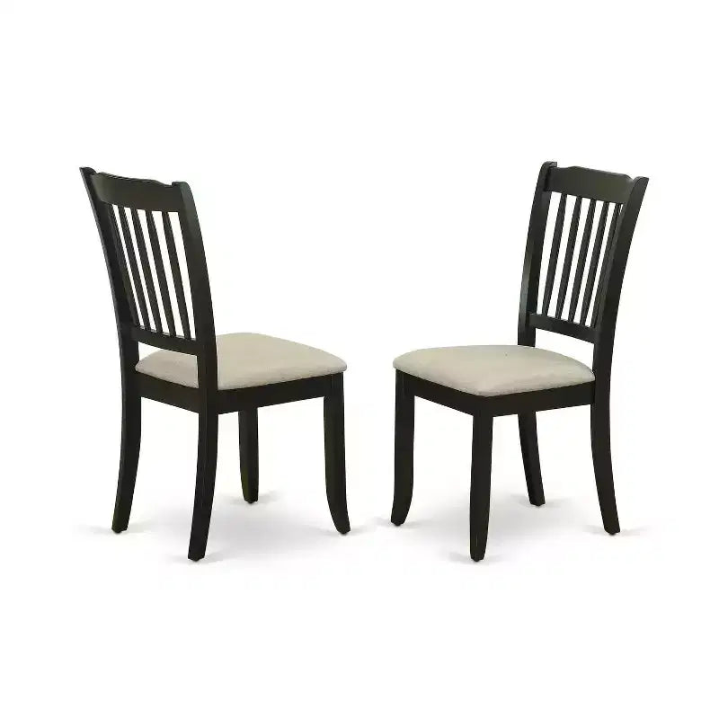 HomeStock 3-teiliges Esszimmerset, rund, Tischplatte aus Massivholz, schwarzes Finish – für 4 Personen