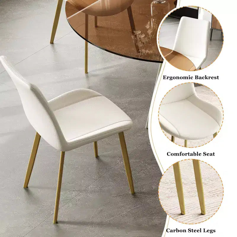 GDFStudio Lenhart Mid-Century 5-teiliges rundes Esszimmer-Set mit 35-Zoll-Glastisch und 4 ergonomischen Stühlen