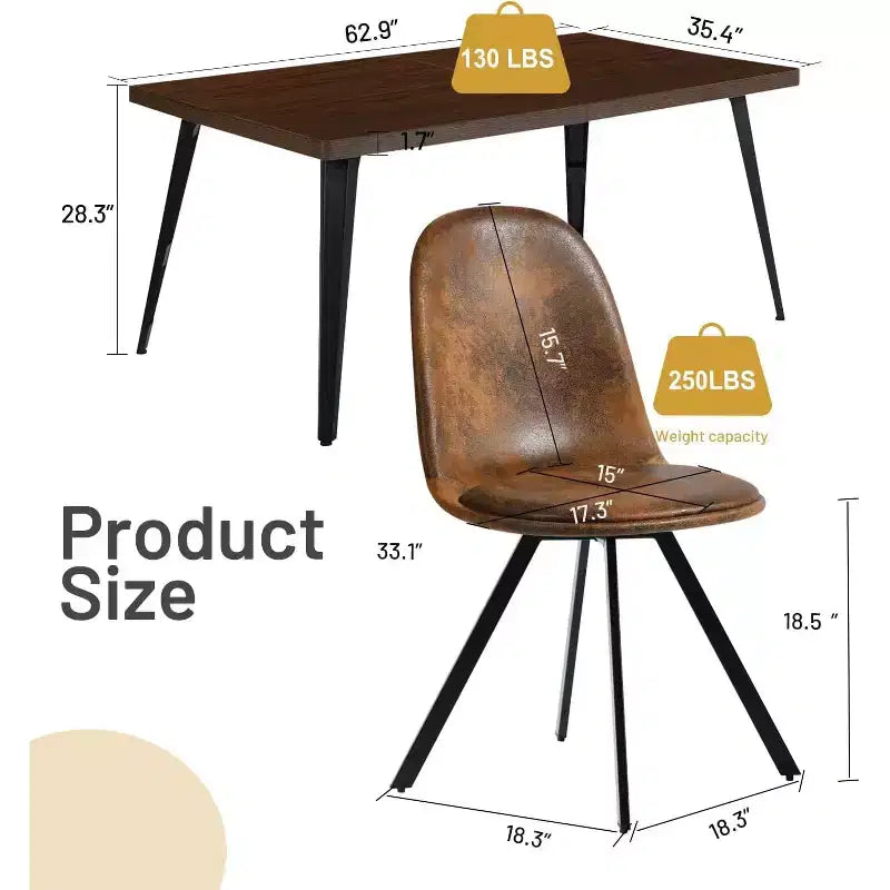 FurnitureR Modernes 5-teiliges Esszimmerset mit 160 cm MDF-Tisch & 360° drehbaren Polsterstühlen, stabilen Metallbeinen, Möbel für Küche & Esszimmer