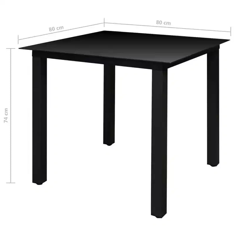 vidaXL Gartensitzgruppe, pulverbeschichtetes Aluminium, Textilene, Glas, Schwarz