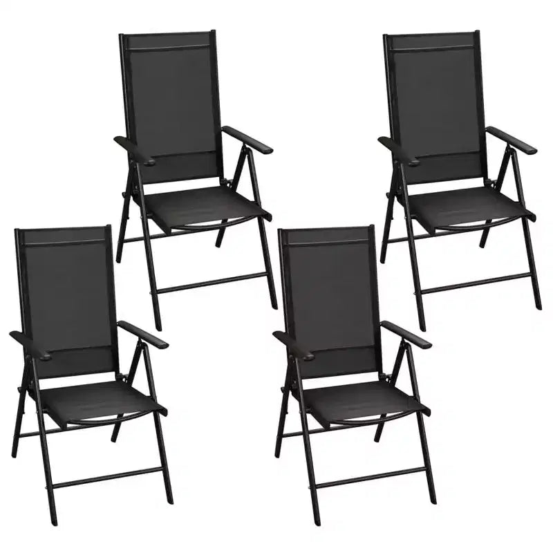 vidaXL Gartensitzgruppe, pulverbeschichtetes Aluminium, Textilene, Glas, Schwarz
