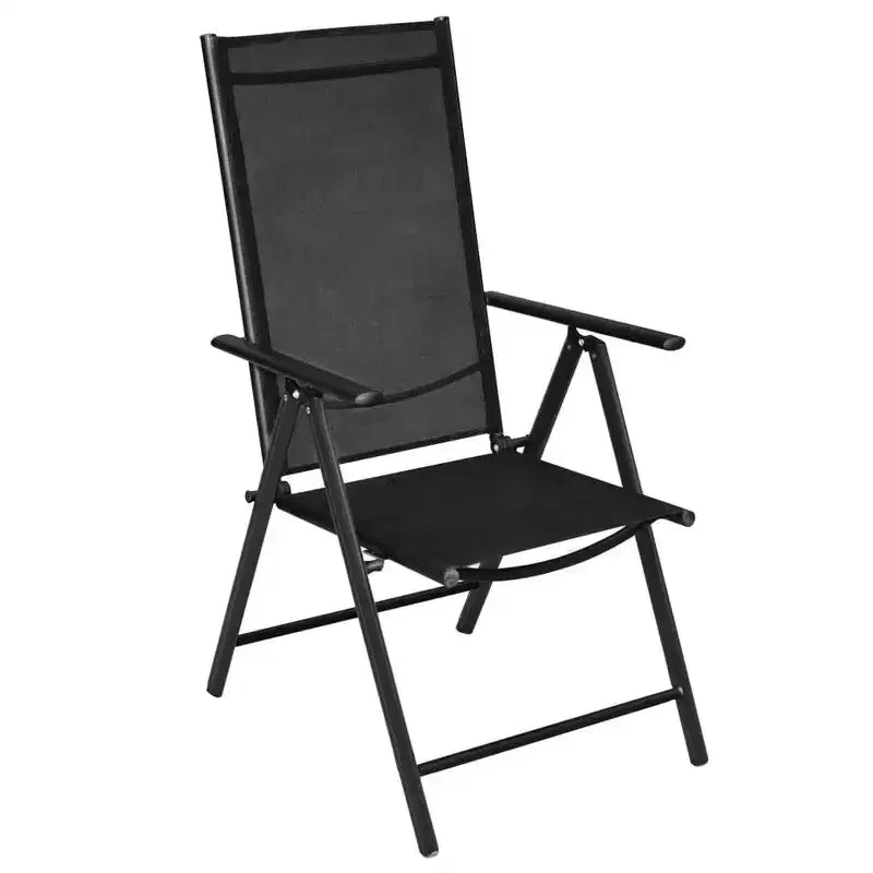 vidaXL Gartensitzgruppe, pulverbeschichtetes Aluminium, Textilene, Glas, Schwarz