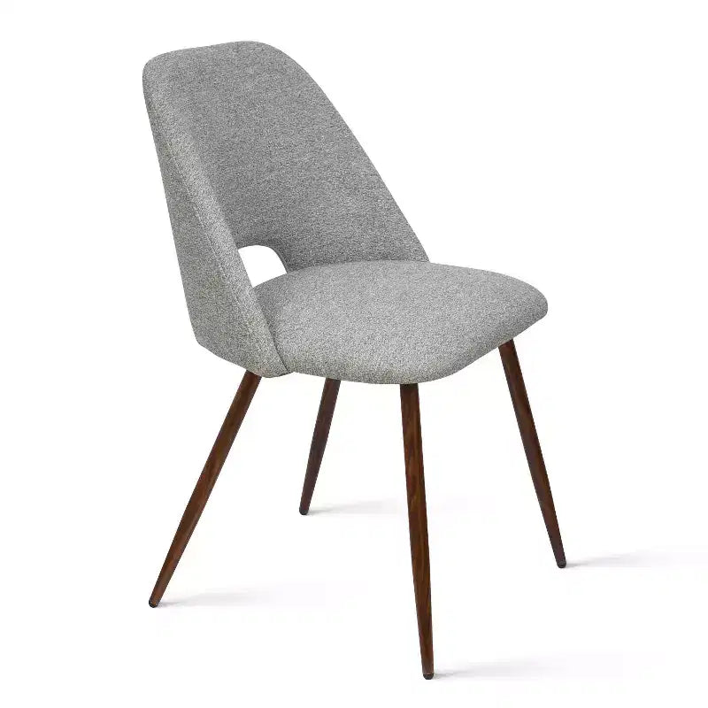 5-teiliges Esszimmerset für 4 Personen, runder Esstisch in Walnuss mit Metall-Sockelgestell + 4 gepolsterte armlehnlose Stühle für Esszimmer, Küche – Panipeachy
