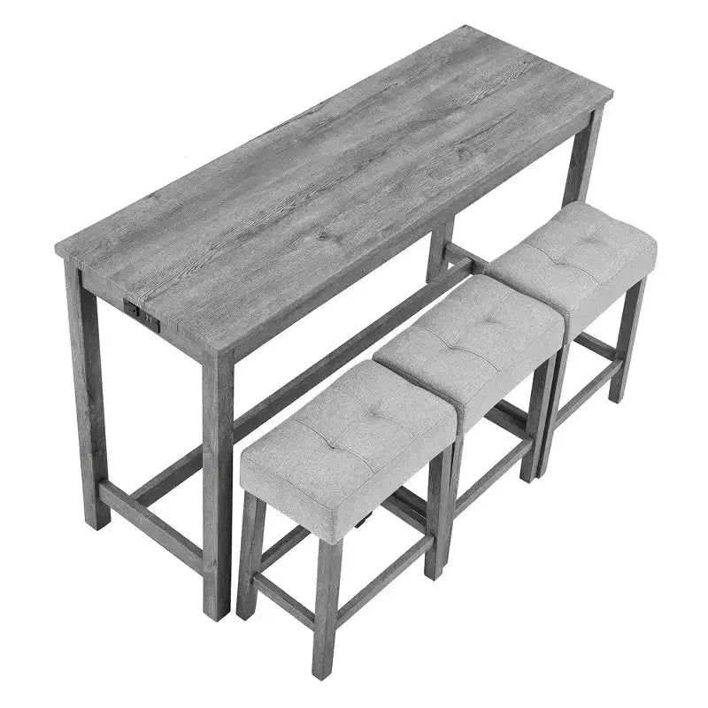 sumyeg Industrielles 4-teiliges Bartisch-Set mit Steckdose in Grau