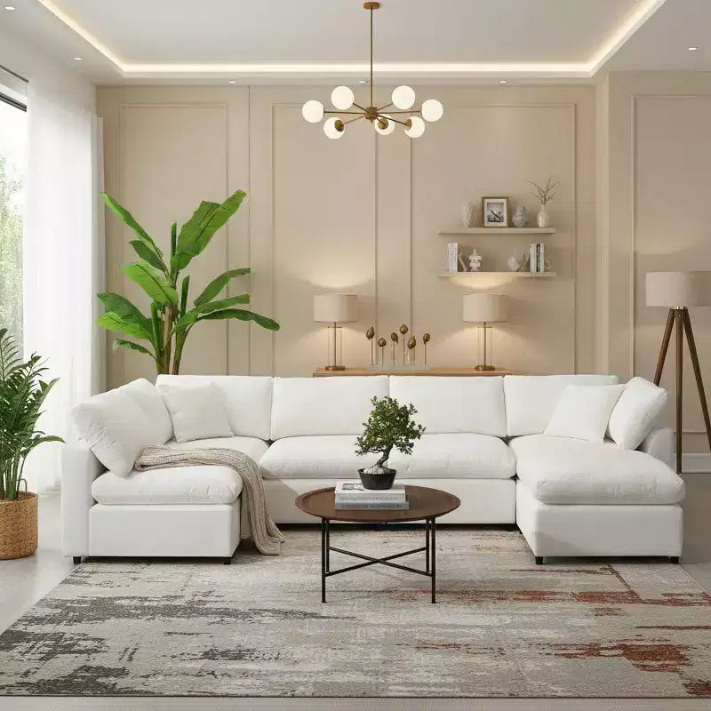 Polibi 6-teiliges modulares Cloud-Sofa aus Chenille mit Hocker