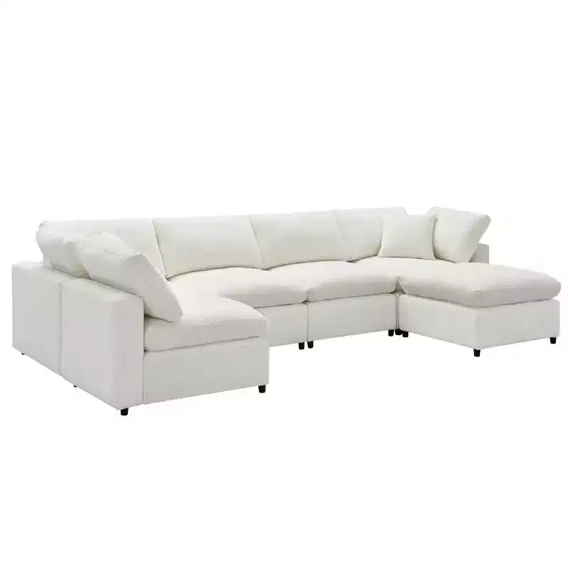 Polibi 6-teiliges modulares Cloud-Sofa aus Chenille mit Hocker