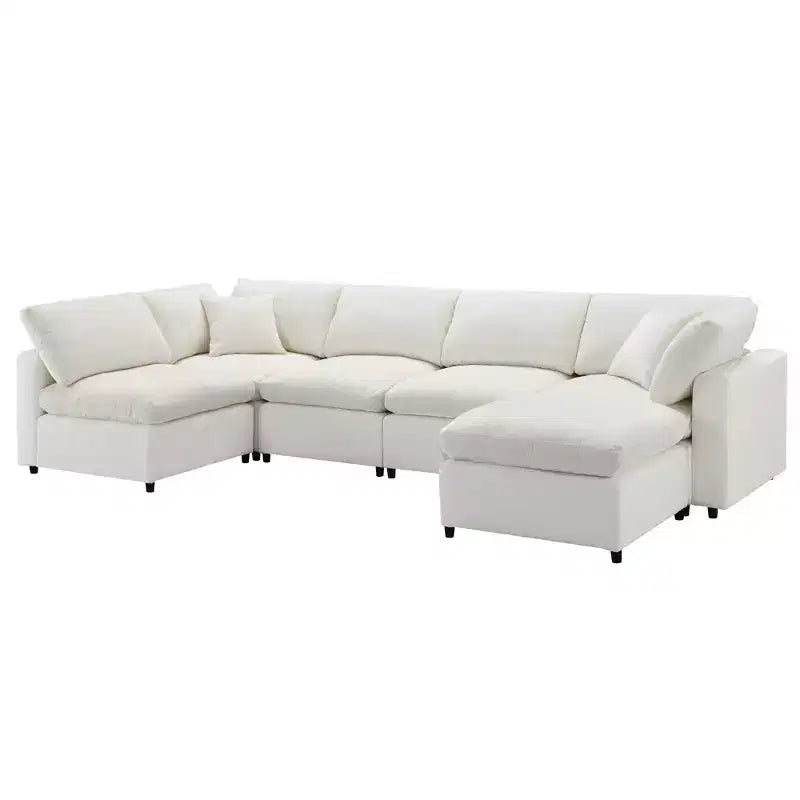 Polibi 6-teiliges modulares Cloud-Sofa aus Chenille mit Hocker