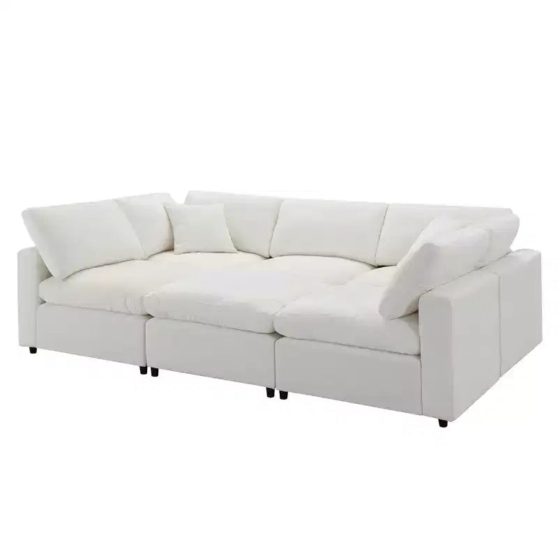 Polibi 6-teiliges modulares Cloud-Sofa aus Chenille mit Hocker