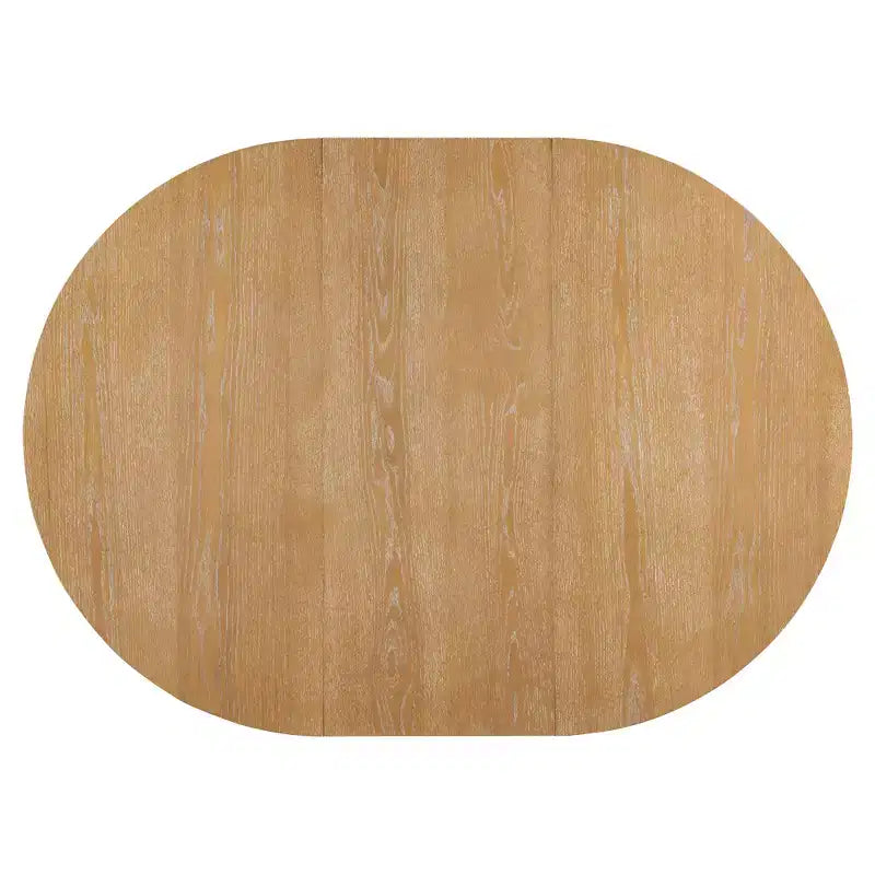 Runder Rattan-Esstisch-Set für 4 Personen, ausziehbarer Esstisch mit 4 gepolsterten Stühlen, Küchen-Tischset für kleine Räume, naturfarbenes Holz-Finish