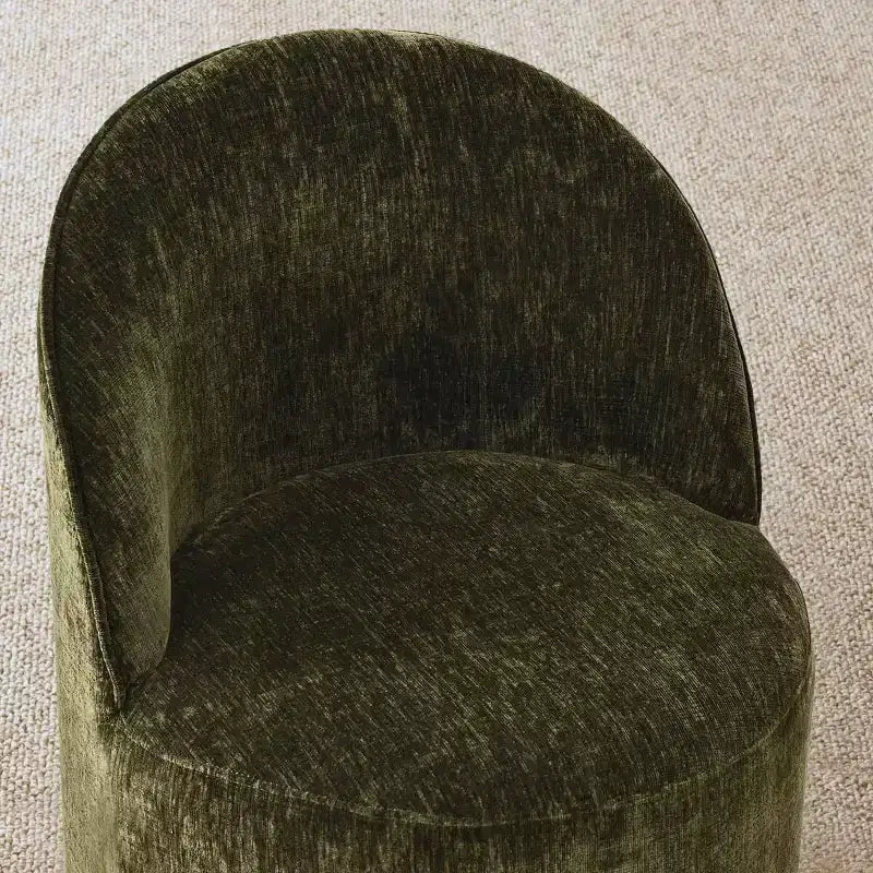 Modernes rundes Esszimmerset für 6 Personen, schwarzer Säulentisch, drehbare Chenille-Esszimmerstühle mit Rollen - Panipeachy