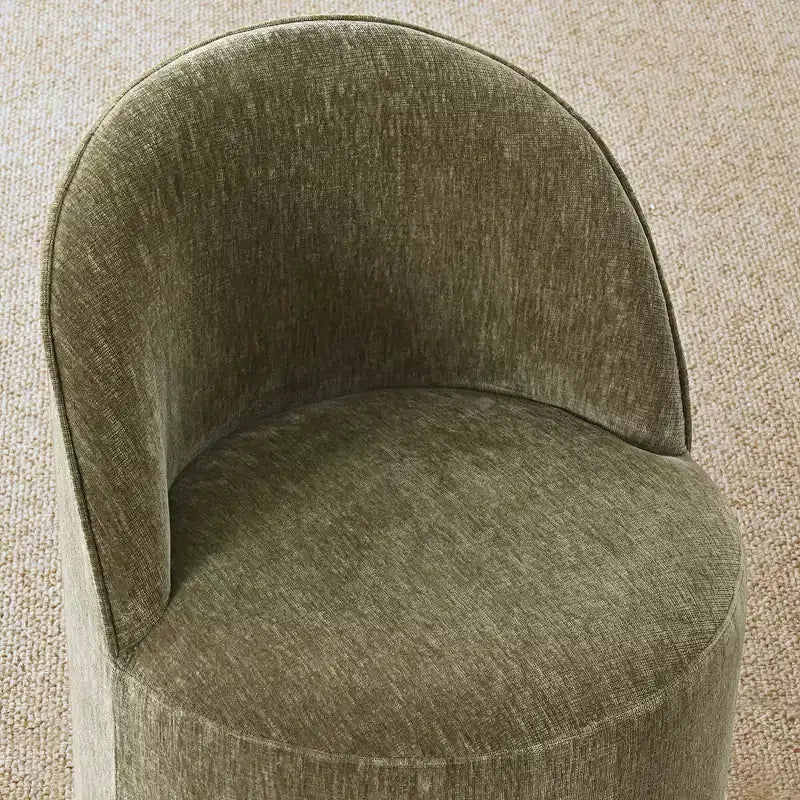 Modernes rundes Esszimmerset für 6 Personen, schwarzer Säulentisch, drehbare Chenille-Esszimmerstühle mit Rollen - Panipeachy