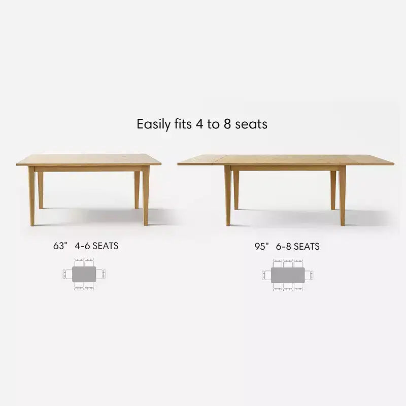 Modernes Esszimmerset für 6/8 Personen, platzsparender ausziehbarer Tisch, Stühle mit Rattanrückenlehne und beigen Polstern für Küche und Esszimmer - Panipeachy