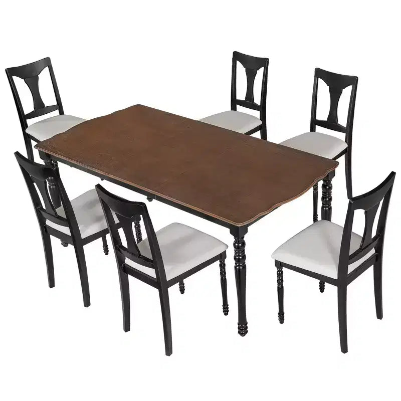 GDFStudio Grant 7-teiliges Esszimmerset mit ausziehbarem Holztisch (60 bis 78 Zoll) (6er-Set)