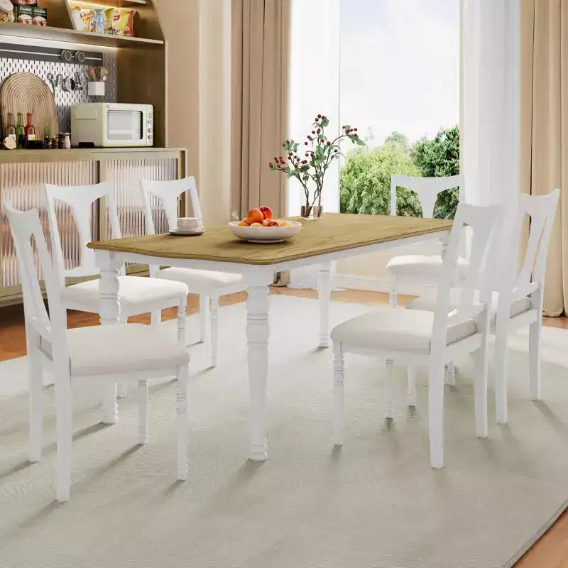 GDFStudio Grant 7-teiliges Esszimmerset mit ausziehbarem Holztisch (60 bis 78 Zoll) (6er-Set)