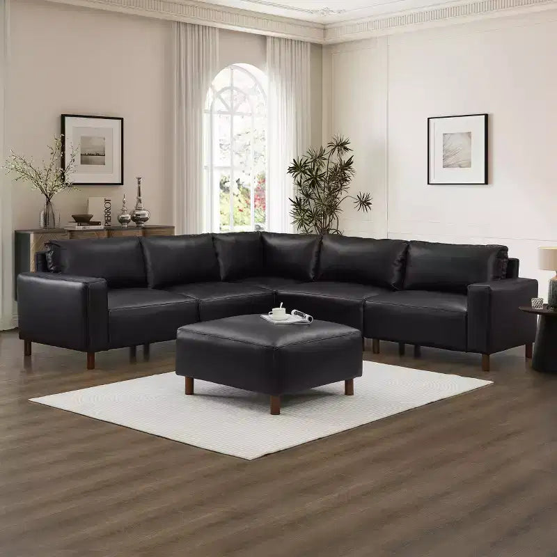 GDFStudio Darcy 104 Modernes 5-Sitzer Ecksofa aus Kunstleder mit Ottomane