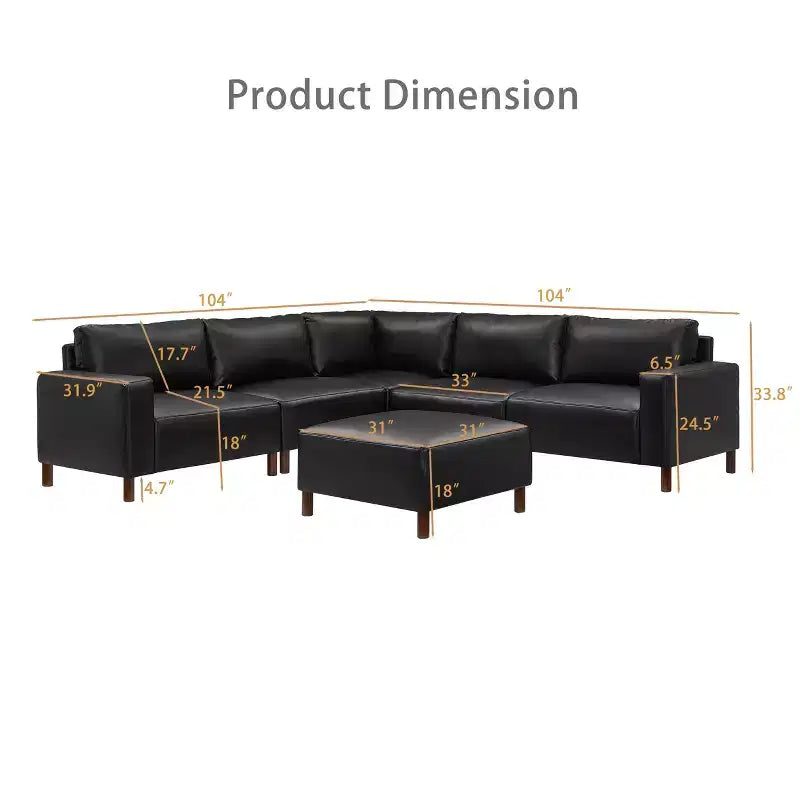 GDFStudio Darcy 104 Modernes 5-Sitzer Ecksofa aus Kunstleder mit Ottomane