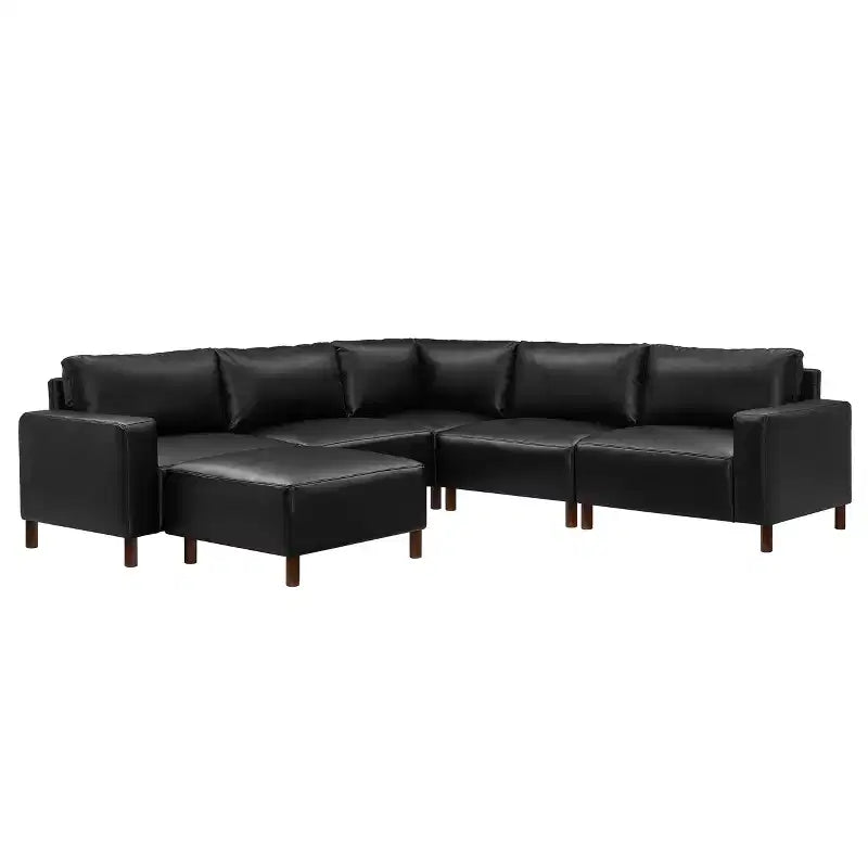 GDFStudio Darcy 104 Modernes 5-Sitzer Ecksofa aus Kunstleder mit Ottomane