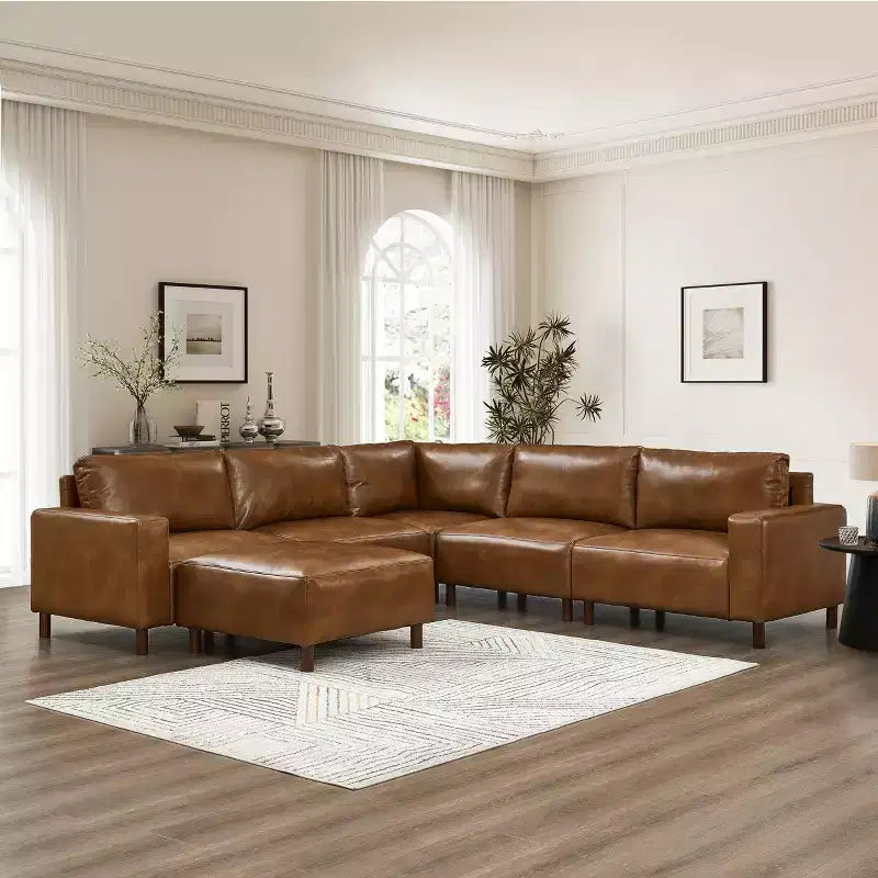 GDFStudio Darcy 104 Modernes 5-Sitzer Ecksofa aus Kunstleder mit Ottomane