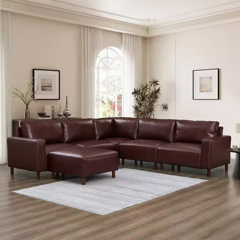 GDFStudio Darcy 104 Modernes 5-Sitzer Ecksofa aus Kunstleder mit Ottomane
