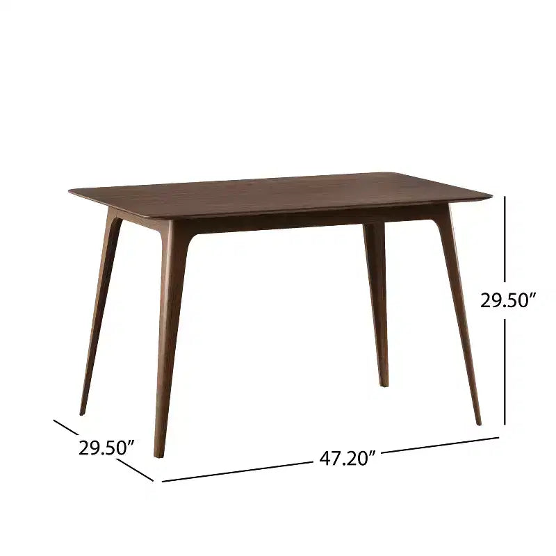 Essgruppen-Set für kleine Räume für 4 Personen, 5-teiliges Set mit rechteckigem Massivholztisch und 4 gepolsterten Stühlen für die Küche, Mint, Walnuss