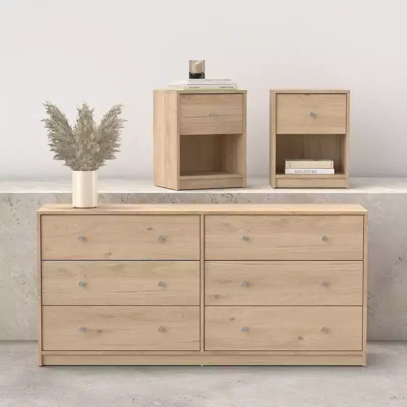 Tvilum, Portland Schlafzimmer-Set, 3-teilig – Kommode mit 6 Schubladen und 2 Nachttische