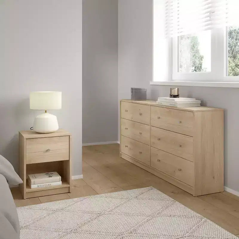 Tvilum, Portland Schlafzimmer-Set, 3-teilig – Kommode mit 6 Schubladen und 2 Nachttische