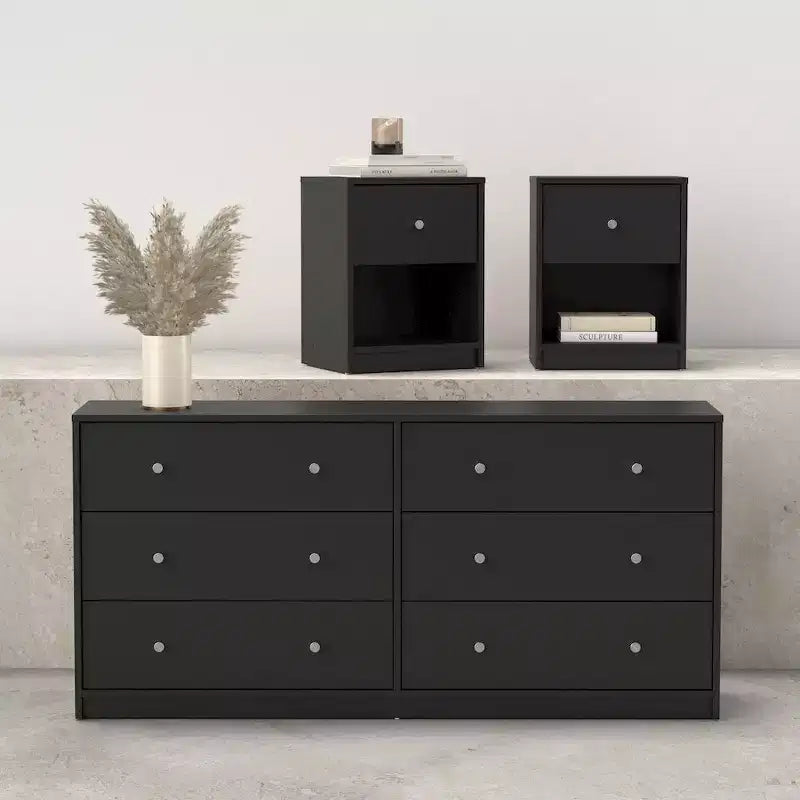 Tvilum, Portland Schlafzimmer-Set, 3-teilig – Kommode mit 6 Schubladen und 2 Nachttische
