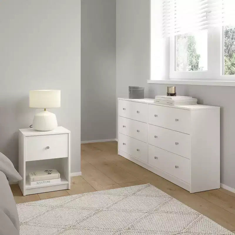 Tvilum, Portland Schlafzimmer-Set, 3-teilig – Kommode mit 6 Schubladen und 2 Nachttische