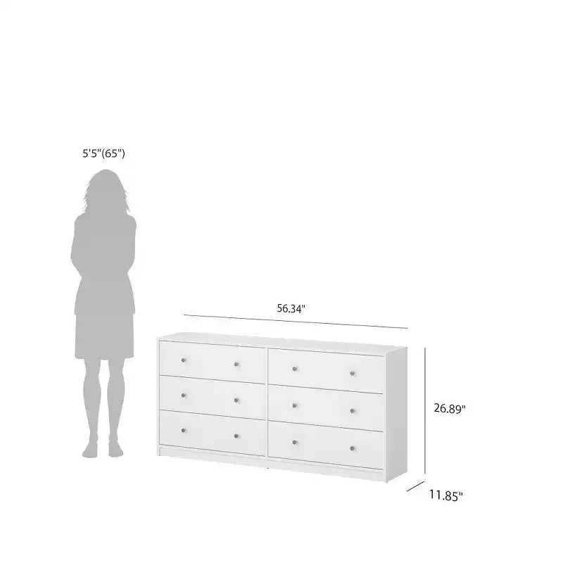 Tvilum, Portland Schlafzimmer-Set, 3-teilig – Kommode mit 6 Schubladen und 2 Nachttische