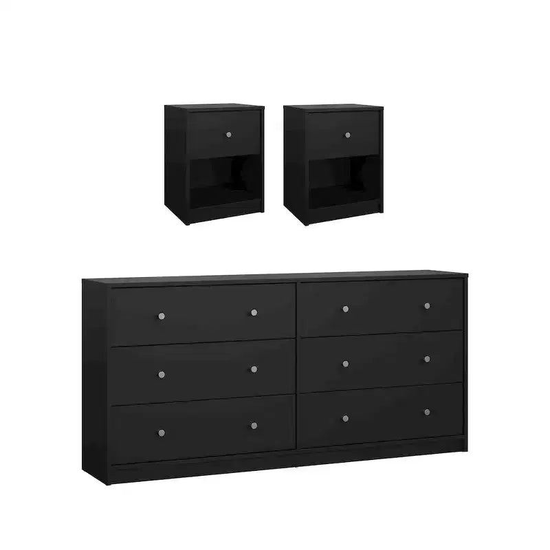 Tvilum, Portland Schlafzimmer-Set, 3-teilig – Kommode mit 6 Schubladen und 2 Nachttische