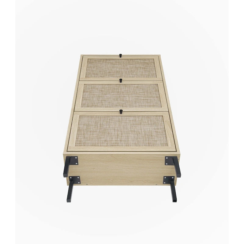 Schuhschrank aus Rattan mit 3 Türen