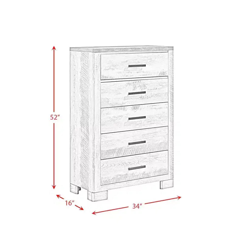 3-tlg. Adam Paneel-Schlafzimmer-Set Grau - Picket House Furnishings