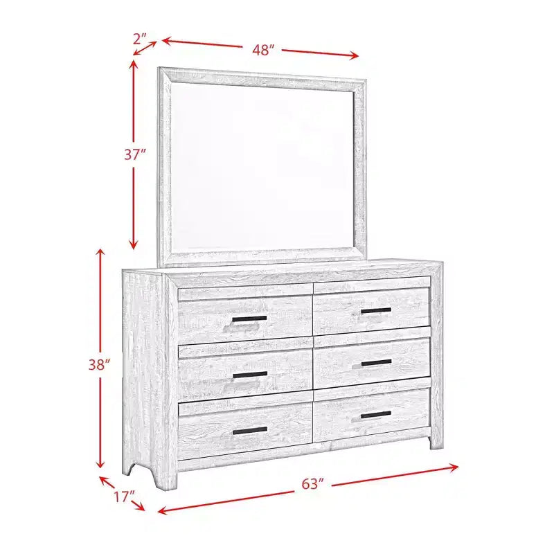 5-tlg. Schlafzimmer-Set Keely mit Paneelen, Weiß – Picket House Furnishings