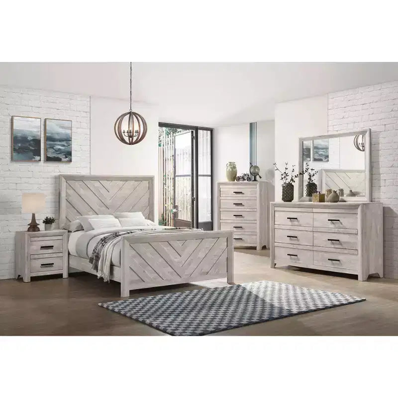 5-tlg. Schlafzimmer-Set Keely mit Paneelen, Weiß – Picket House Furnishings