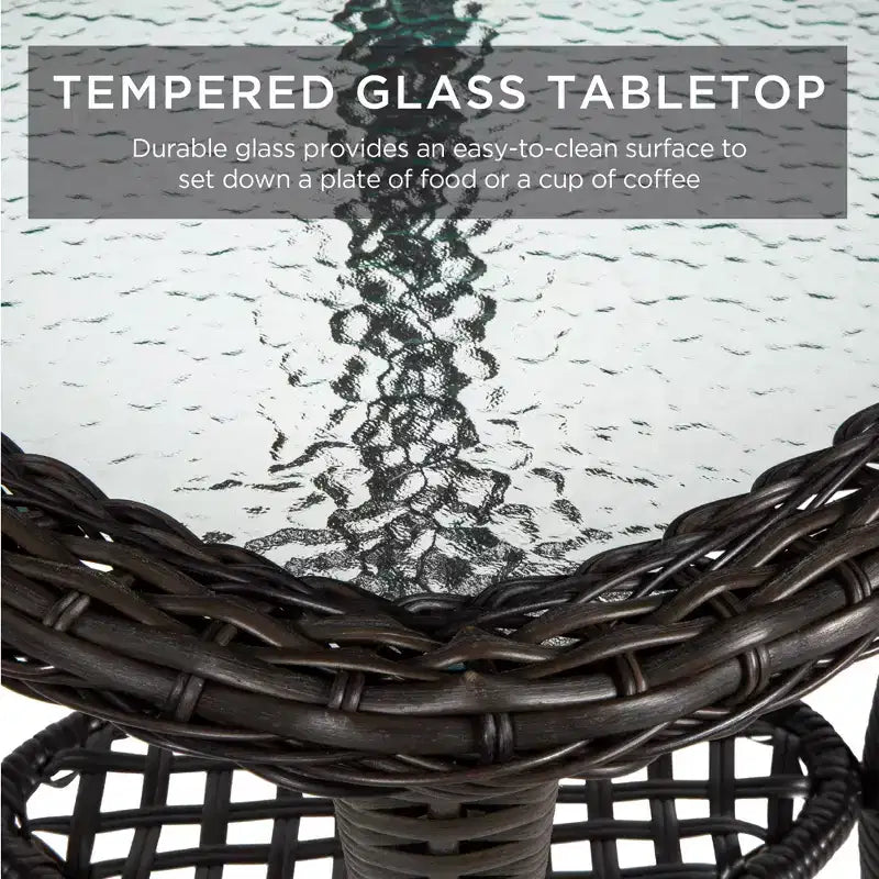 Best Choice Products 3-teiliges Patio-Bistro-Set aus Korbgeflecht mit 2 gepolsterten Schaukelstühlen und Beistelltisch