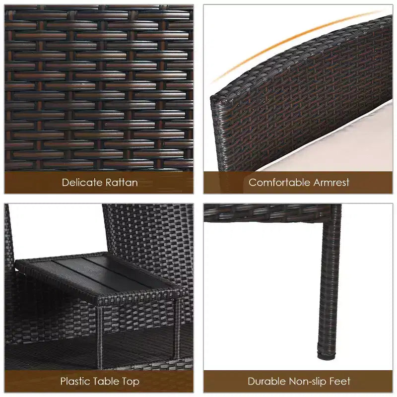 Costway Patentiertes Terrassen-Rattan-Sitzgruppen-Set Loveseat Sofa Tisch Stühle Konversations-Set mit Polstern