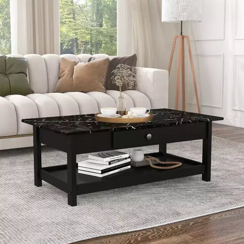 3-tlg. Minsay Transitional Couch- und Beistelltisch-Set mit Ablage und Kunstmarmorplatte – HOMES: Inside + Out